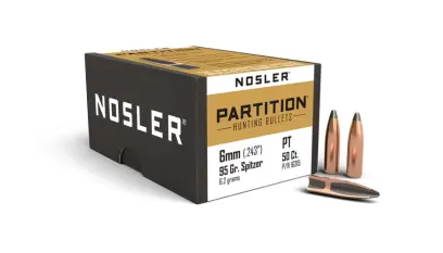 Střela Nosler Partition 6mm, dia .243, 95grs (6,2g). SKU: 16135